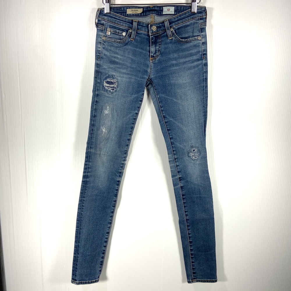 Adriano Goldschmied The Legging Super Skinny Blue Denim Distressed Jean Women 25